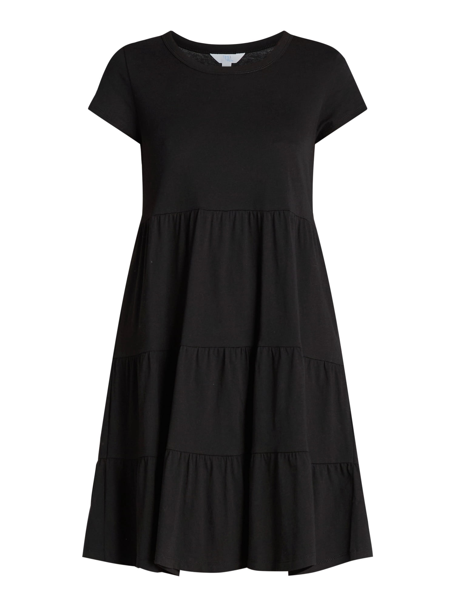 Time and Tru Women's and Women's Plus Tiered Cotton Mini Dress, Sizes XS-4X