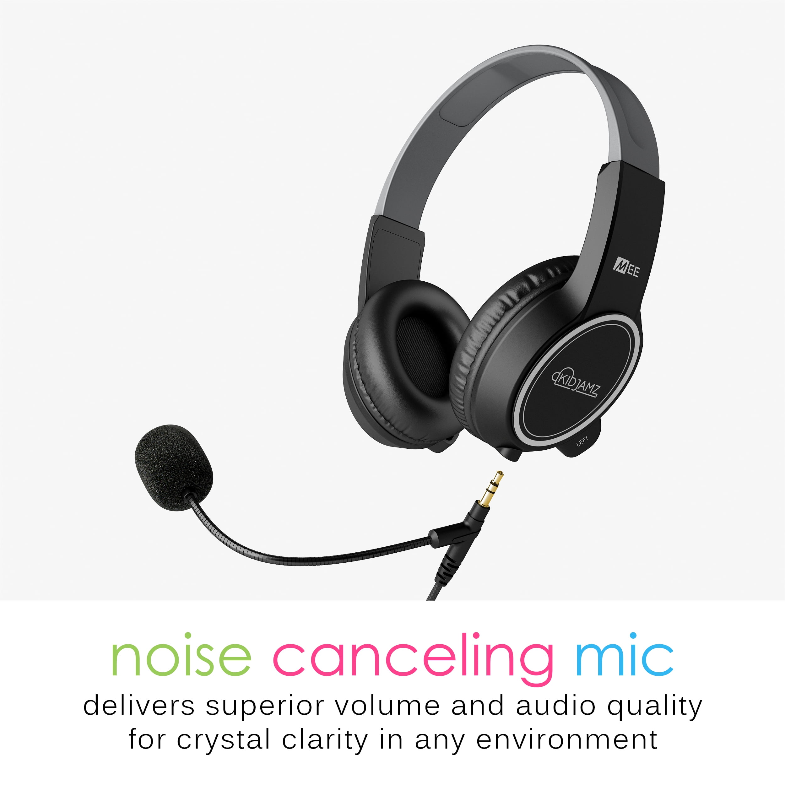 MEE audio KidJamz 3 Kids Safe Listening Headphones w/Volume Limiter & Headset Boom Mic for PC/Tablet