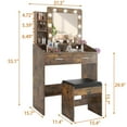 thumbnail image 4 of Vanity Desk with Lights, White Makeup Table with Mirror, 3 Light Modes, 2 Drawers & Stool, 4 of 6