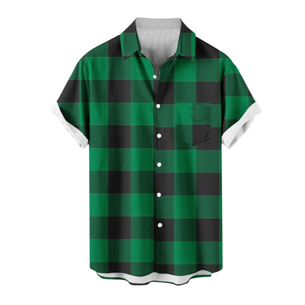 Mens Casual Manga Corta Botón Abajo Camisas, Cuello de Vuelta Impresión para el Verano, Al Aire Libre Y Desgaste Casual