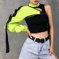 thumbnail image 2 of Reflective One Shoulder Top Harajuku Punk Long Sleeve T-shirt Women Irregular Cargo Crop Top T Shirt, 2 of 11