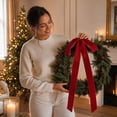 thumbnail image 7 of Long Velvet Bow, Decorative Ribbon Bow with Long Streamers, Large Christmas Tree Bow for Staircase Railing, Wreath, Mantel and Home Decor, 7 of 7