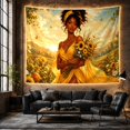 thumbnail image 6 of African American Woman in Sunflower Meadow at Sunset, Peaceful Illustration for Nature Lovers, Boho Botanical Wall Art, Birthday Gift, Tapestry Wall Hanging for Bedroom and Living Room, 6 of 7
