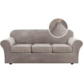 thumbnail image 1 of Modern Velvet Plush 4 Piece High Stretch Sofa Slipcover Furniture Protector Form Fit Luxury Thick Sofa Cover, Machine Washable, 1 of 6