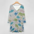 thumbnail image 4 of Cartoon Dinosaur Long Sleeve Dresses For Women Vintage Elegant Party Dress Oversized V-neck Dress S-8XL, 4 of 7