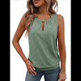 thumbnail image 2 of Blusas de Verano con Ojales para Mujer, Camisetas Sin Mangas con Cuello Redondo, Camisetas para Mujer Verde L, 2 of 9