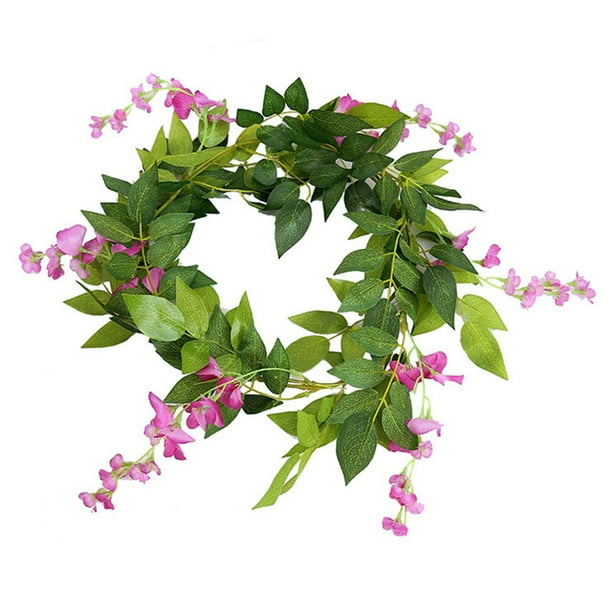 Guirnalda de flores artificiales, simulación, guirnalda floral, puerta, ventana, colgante de pared, vid de flor de plástico falso, azul púrpura Methold HA8004-03B