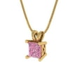 thumbnail image 2 of Clara Pucci 18K Yellow Solid Hypoallergenic Gold 3Ct Pink Zircon Princess Cut Solitaire Designer Necklace Pendant For April, 2 of 6