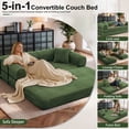 thumbnail image 3 of 78" Boneless Convertible Sleeper Sofa Bed, Holaki Corduroy Compression Folding Sofa with Pillow & 3 Seat, Fixed-Shape Frame, Floor Sofas Lounge Couch for Living Room Bedroom Apartment, Olive Green, 3 of 9