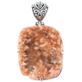 thumbnail image 3 of Bold Orange Calcite Druzy 925 Sterling Silver Pendant, 2 1/8", 3 of 4
