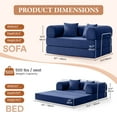 thumbnail image 3 of COOLHUT 63" W Combination Sofa, High Rebound Density Foam Sofa Couch, Two Forms Floor Couch Three Seats Sofa Bed for Living Room, Bedroom, NavyBlue, 3 of 14