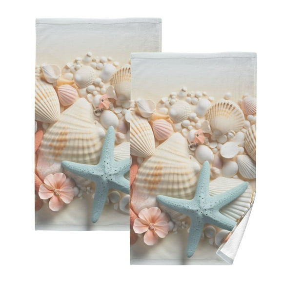 Starcus Shell Conch Hand Towel Bath Towels Face Towels Cotton Absorbent for Home Hotel Spa Swimming Yoga Sports Decorative Towel Set of 2