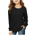 thumbnail image 2 of Spazoro Kids Girls Shirts Tee, Solid Color 2025 Long Sleeve Crew Neck Casual Loose Tops for Child Girls Black Size 9 T, 2 of 9