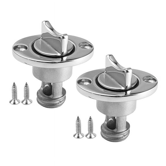 2X Oval Garboard Drain Plug Marine 316 Stainless Steel Fits 1 Inch Hole Boat Transoms with Screws