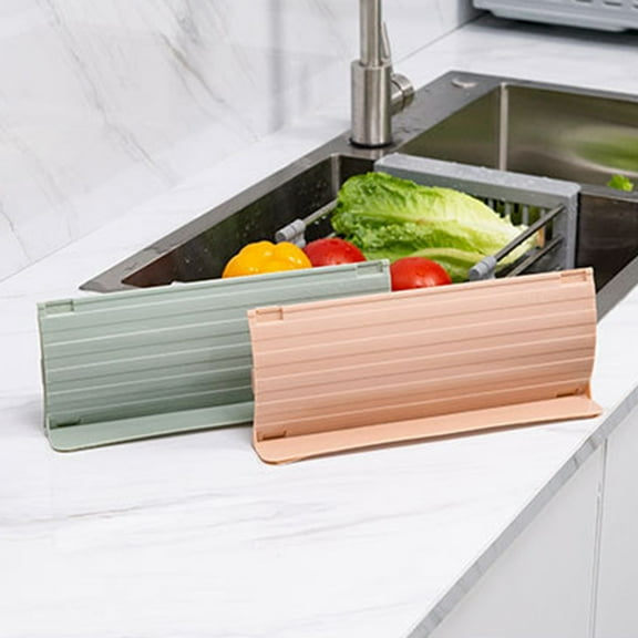 Dream Lifestyle 1 Set Premium Plastic Sink Back Splash Guard, Retractable Water Splash Guard with Suction Cups, Anti-Splash Proof Retaining Plate for Kitchen Bathroom and Island Sinks