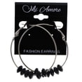 thumbnail image 2 of Mi Amore Hoop-Earrings Silver-Tone/Black, 2 of 2