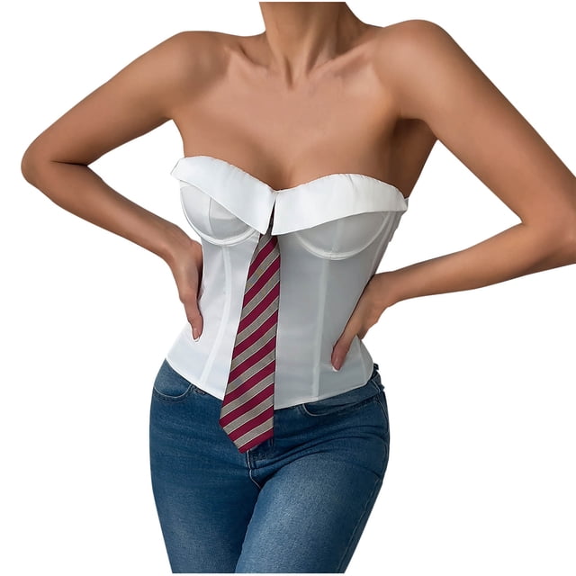Funicet Fashion Women Style Solid Color Backless Ribbon Waist Camisole Shapewear