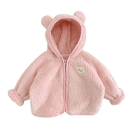 

Baby Girls Boys Jacket Cartoon Bear Ears Hooded Outerwear Zipper Warm Winter Coat