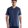 thumbnail image 4 of GÖTZBURG Pijama corto para hombre, cuello en V, rayas, algodón, pijama Azul L (Large), 4 of 4