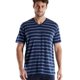 thumbnail image 4 of GÖTZBURG Pijama corto para hombre, cuello en V, rayas, algodón, pijama Azul M (Medium), 4 of 4