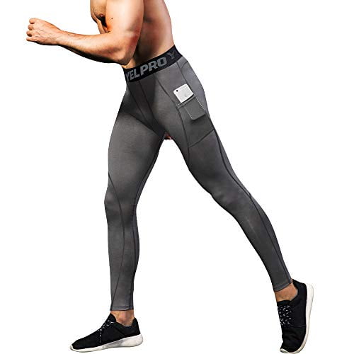 N/ A Mens Compression Pants Workout Athletic Leggings Running Gym Tights with Pockets