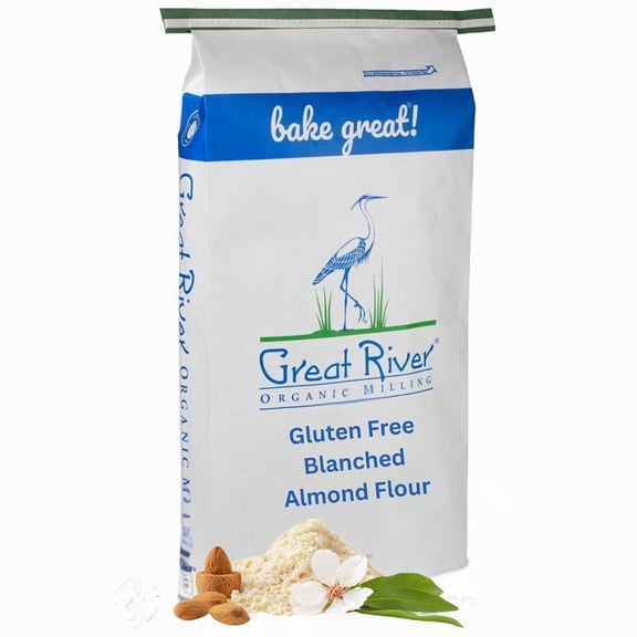 Great River Organic Milling Conventional Blanched Almond Flour Finely Ground Gluten-Free Baking Alternative Made from Whole Blanched Almonds Non-GMO, Glyphosate Free, Kosher 25 Lb Pack of 1