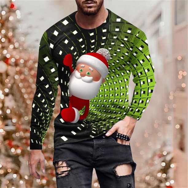 Blusas y camisas de manga larga con cuello redondo para hombre, estilo casual, cuello redondo, manga larga, camiseta estampada de Halloween, blusa de poliéster para hombre.