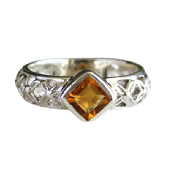 Solid 925 Sterling Silver Ring For Womens, Citrine Ring Gemstone Unique Handcrafted Ring For Her