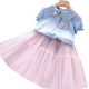 thumbnail image 1 of Vestidos de niña pequeña Vestido de mezclilla de manga larga para niñas Ropa Tutu Vestido de fiesta Vestido de fiesta Primavera Otoño Ropa de bebé Vestidos18-24M (Etiqueta 90) Gao Jinjia LED, 1 of 2