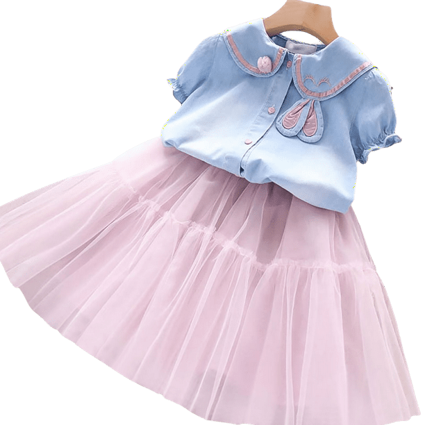 Vestidos de niña pequeña Vestido de mezclilla de manga larga para niñas Ropa Tutu Vestido de fiesta Vestido de fiesta Primavera Otoño Ropa de bebé Vestidos18-24M (Etiqueta 90) Gao Jinjia LED