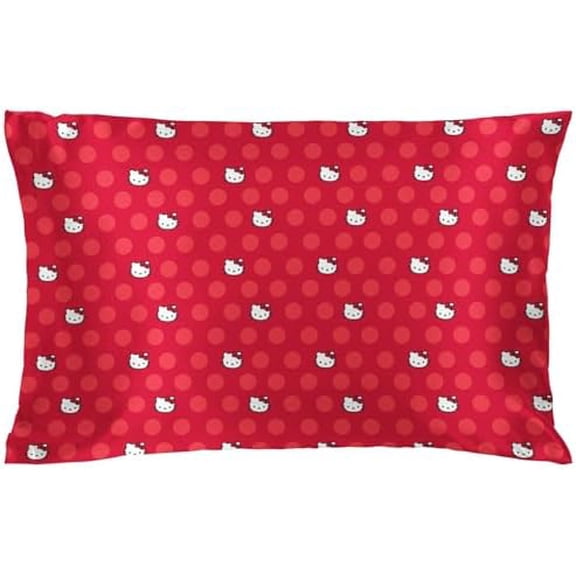 Satin Pillowcase - Standard Size 20x30 Inch Silky Soft Premium Pillow Cover, Red - Hello Kitty