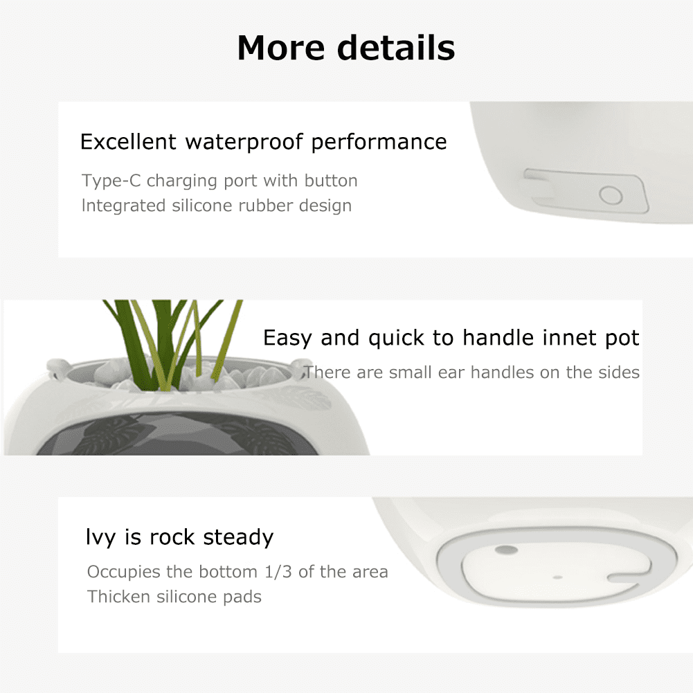 ITIGOITIE Smart Flowerpots, with Artificial Intelligence, Time Temperature Display, Multiple expressions, for Indoor Decoration, Gifts(Pink)