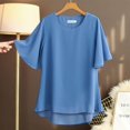 thumbnail image 1 of Chiffon Shirt Short-sleeved Women‘s Summer  New Round Neck Loose  Large    T-shirt Base Shirt, 1 of 7