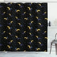 thumbnail image 1 of Yellow and Blue Shower Curtain, Tropical Beak Birds Composition on Dotted Night Backdrop, Fabric Bathroom Set with Hooks, 69W X 84L Inches Extra Long, Charcoal Grey and Multicolor, by Ambesonne, 1 of 3