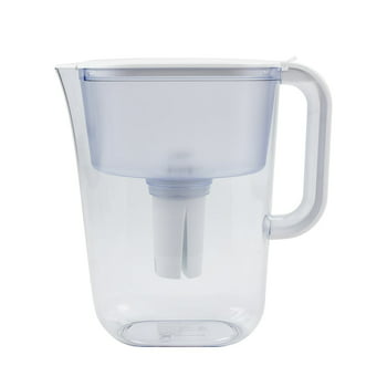 Great Value Water Filter Pitcher 7 Cup Series, White Color, Bpa-Free Plastic Water Pitcher, Brita Filter Compatible