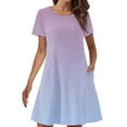 thumbnail image 1 of AherBiu Robe T-Shirt pour Femme Coupe Ample Été Décontractée Ligne A Robe Courte Tendance Couleur Dégradée Robe Mini avec Poches, 1 of 5