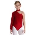 thumbnail image 3 of Haitryli Kids Girls One Shoulder Strap Gymnastics Jersey Latin Leotard Jumpsuit Ballet Dance Unitard Dancewear Burgundy 16, 3 of 7