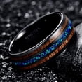 thumbnail image 3 of NUNCAD Handmade Tungsten Wedding Ring with Hawaii Koa Wood Domed Black for Men Women 6mm/8mm, 3 of 5