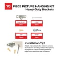 thumbnail image 4 of PicGenie 70-Piece Patented Zinc Picture Hanging Kit, Eco Pak, Hangs 8 Wooden Frames Up to 75 lbs, No Measuring Needed, Wall Picture Hangers with Tackle Box, Drywall Anchors, and Hardware, 4 of 7