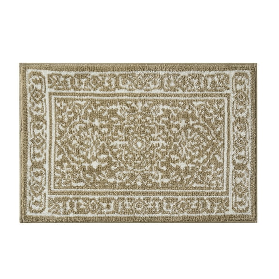 My Texas House Lacey Taupe Medallion Knitted Bath Rug, 20" x 32"
