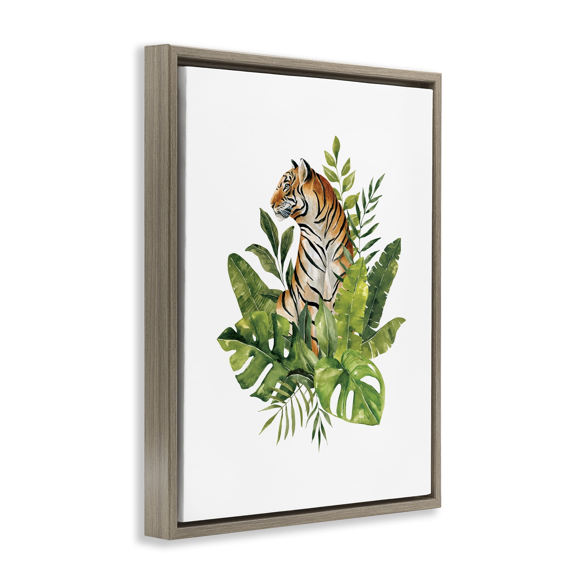 Stupell Industries Exotic Jungle Tiger Brown Framed Floater Canvas Wall Art, design by Bethany Sandoval