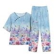 thumbnail image 2 of Ensembles Deux Pièces pour Femmes Sorties Ensemble d'Été pour Femmes Imprimé Manches Courtes Demi-Manches Col Rond Haut Court + Pantalon Décontracté Ensemble Tailleur Ensemble Deux Pièces Détente Ensembles Grande Taille en Liquidation, 2 of 4