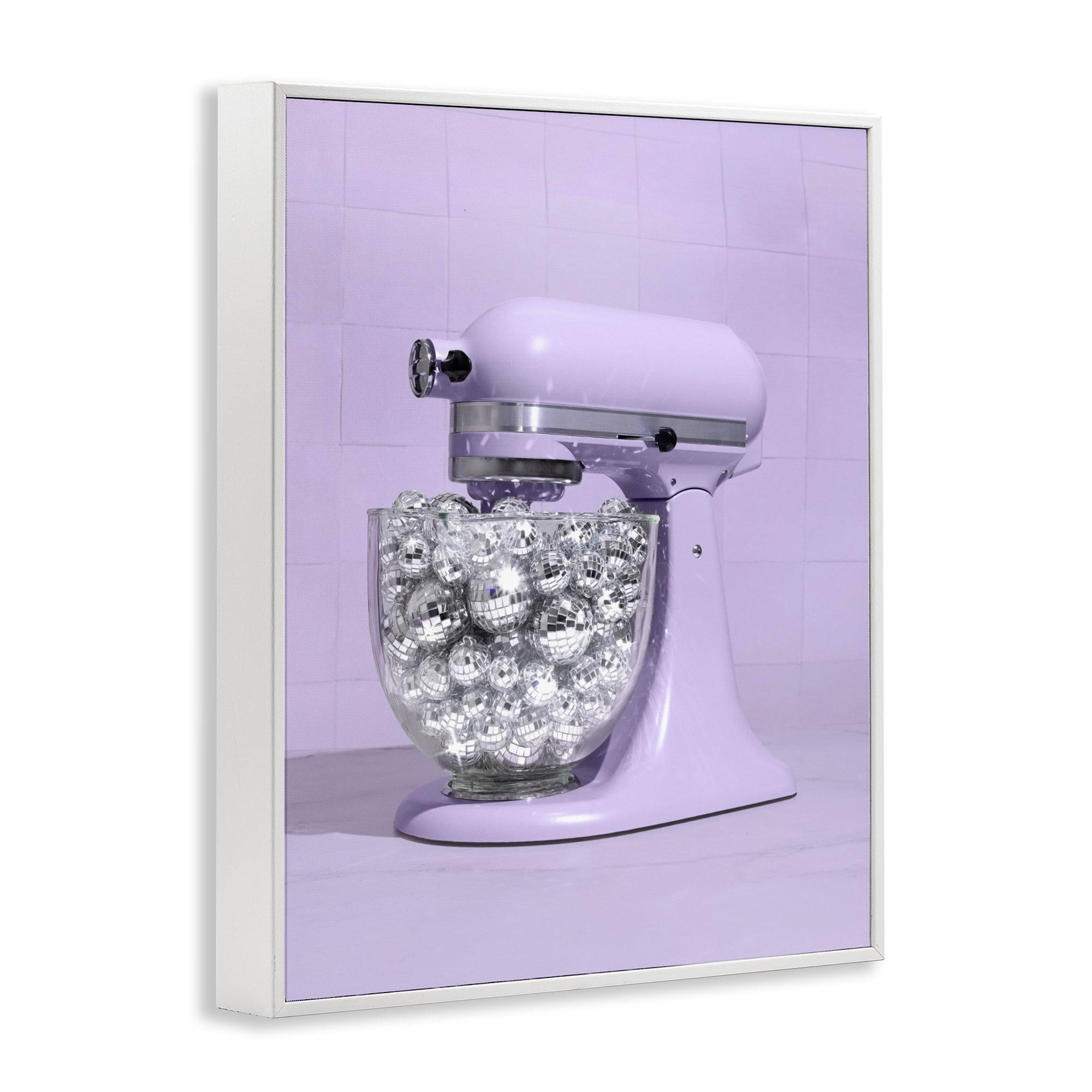 Stupell Industries Disco Kitchen Mixer over Purple White Framed Giclee Art, design by LISH Creative