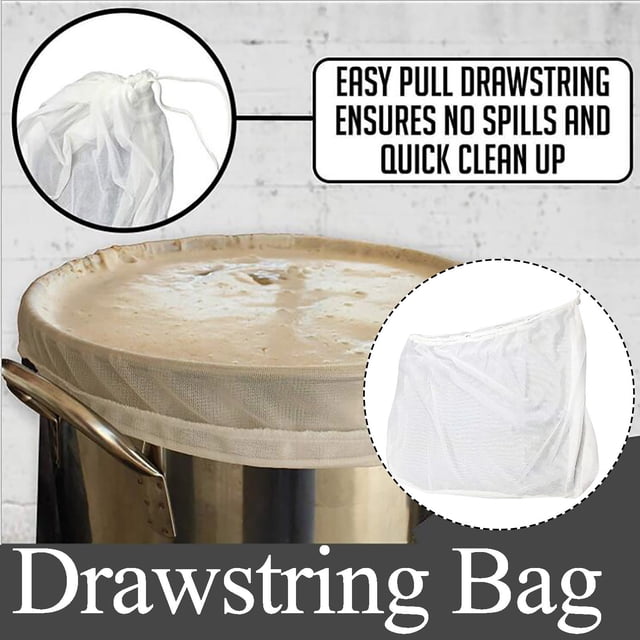 PEONAVET Home Storage Reusable Fruit Drawstring Bag Extra Large Filter Mesh Cloth Bag