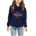thumbnail image 2 of Penkiiy Baby Toddler Kids Boy Girl Solid Christmas Prints Casual Pocket Hoodie Sweatershirt Pullover Navy Clearance for 6-7 Years, 2 of 8