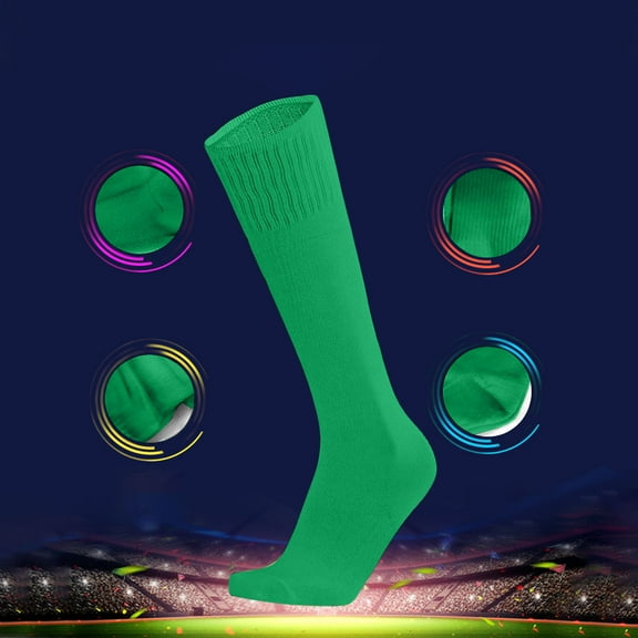 BLTIBY Kids Football Sock Boys Girls Thickened Over Knee High Sports Socks for Soccer Rugby Basketball Hockey & Outdoor Activities Children Breathable Training & Running Socks Army Green 6-14Years