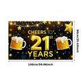 thumbnail image 3 of Glamorous 21st Birthday Banner with Beer Mugs Gold Stars and Sparkles Background Party Decoration Photography Prop for Celebrations Party Supplies Backdrop for Indoor Outdoor Events, 3 of 7