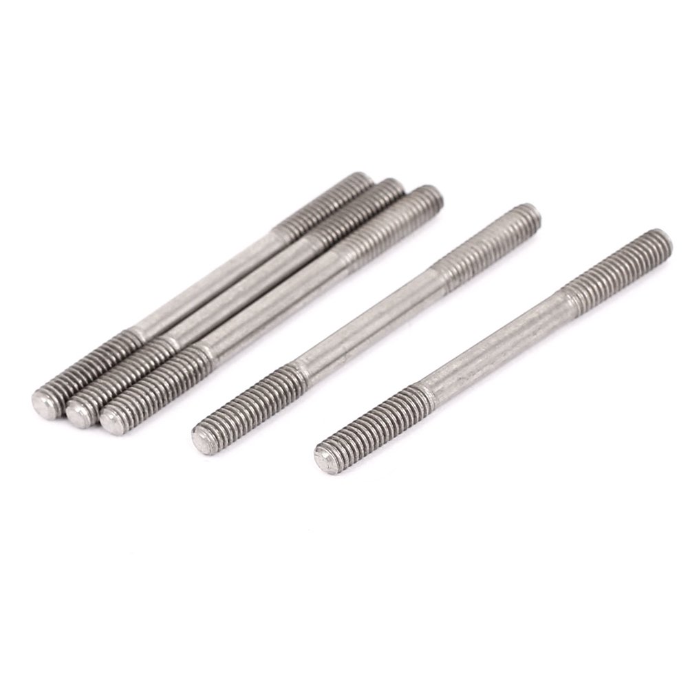 M4x50mm 304 Stainless Steel Double End Threaded Stud Screw Bolt Silver