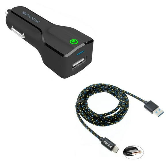 Car Charger w 6ft USB-C Cable for Samsung Galaxy A73 5G,A53 5G,A33 5G,A13 5G,A03s Phones - Fast 18W USB Port Power Adapter, Type-C Charger Cord Power Wire