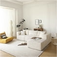 thumbnail image 4 of Modern L-Shaped Modular Sectional Sofa 3-Seater with Chaise, Beige Fabric Couch No Assembly, 4 of 5